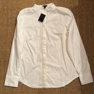 NWT Ann Taylor White Classic Button Down Dress Shirt 12 with Sequin details